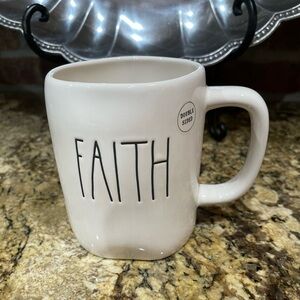 Rae Dunn double sided FAITH/CAN MOVE MOUNTAINS 19.5oz mug  Brand new!